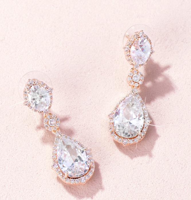 Heirloom Bridal Style #Louise CZ Drop Earrings E018 Default Thumbnail Image