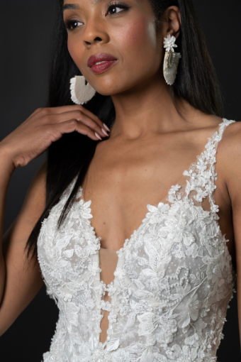 Martina Liana Style #1696 #3 (IVIV-PL) Ivory Lace & Tulle over Ivory Gown w Porcelain Tulle Plunge thumbnail