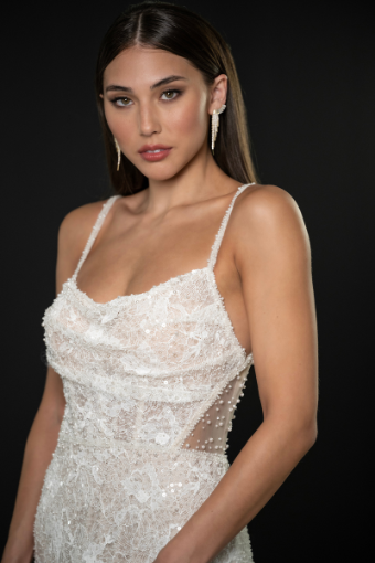 Martina Liana Style #1697 #2 default (IVRM-PL) Ivory Lace & Tulle over Rum Gown w Porcelain Tulle Illusion thumbnail