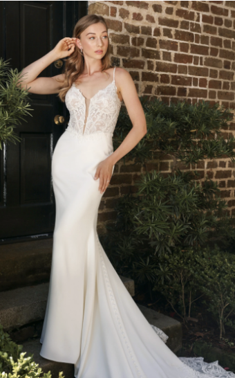 Essense of Australia Style #D4181 #0 default (IVIV-PL) IVORY GOWN W PORCELAIN TULLE PLUNGE thumbnail