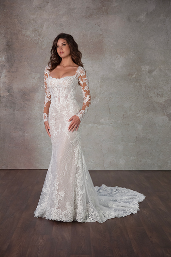 Essense of Australia Style #D4172 #0 default (IVIV-PL) IVR LACE & TULLE OV IVORY GOWN W PLN TULLE ILLUSION & SLEEVES thumbnail
