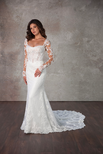 Essense of Australia Style #D4172 #2 default (IVIV-PL) IVR LACE & TULLE OV IVORY GOWN W PLN TULLE ILLUSION & SLEEVES thumbnail