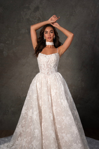 Essense of Australia Style #D4425 #2 default (IV-BC) IVORY LACE TULLE AND ORGANZA OVER BISCOTTI GOWN thumbnail