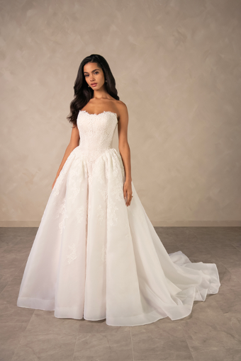 Essense of Australia Style #D4573 #7 (IV-LN) IVORY LACE AND TULLE OVER LINEN GOWN thumbnail