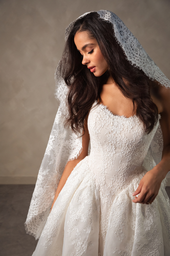 Essense of Australia Style #D4573 #9 (IV-LN) IVORY LACE AND TULLE OVER LINEN GOWN thumbnail