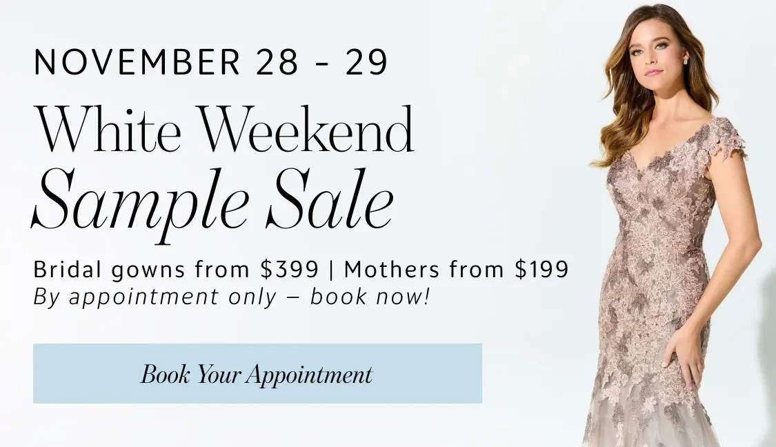 white weekend sample sale banner mobile